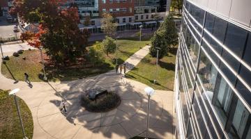 A birdseye view from the top of the Summerlee Science Complex